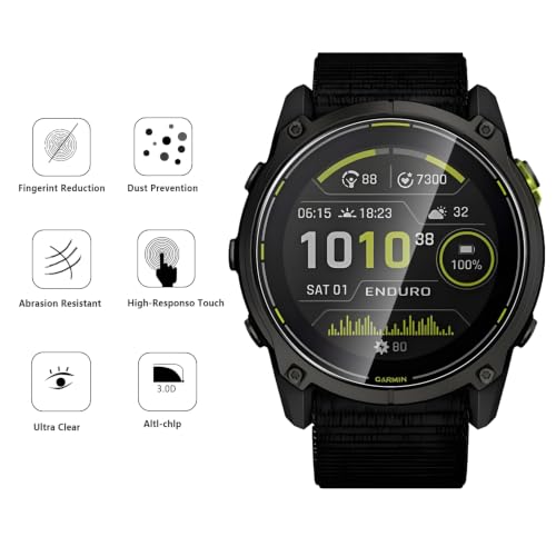 5 Pack Tempered Glass for Garmin Enduro 4 Screen Protector,9H Hardness,Ultra Resistant,Anti-Fingerprints,No Bubbles,HD-Clear,Full Coverage Watch Film for Garmin Enduro 4 [Easy Install] - color: Garmin Enduro 4