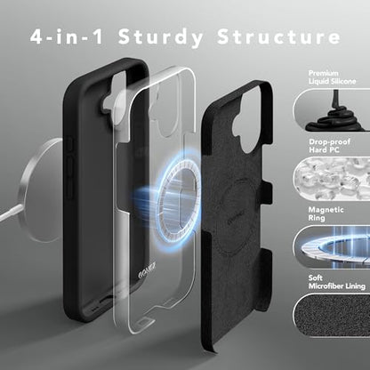 GONEZ Magnetic for iPhone 16 Case, Silicone Cover Black - color: Black, size: Iphone 16