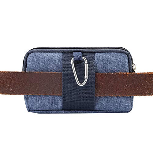 Men's Mobile Phone Holster with Belt Clip, Cell Phone Belt Clip Bag, Zipper Smartphone Waist Bag Mobile Phone Holster Belt Pouch Fanny Pack Wallet with Carabiner Belt Loop for Outdoor Sport Travel - color: Blue