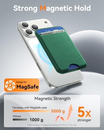 for MagSafe Wallet, 5 Card Holder, Slim Leather Magnetic Wallet for iPhone 17/16/15/14/13/12 Pro Max Plus Air Series, 1 Card Slots & 1 Cash Slot,Green - color: Green