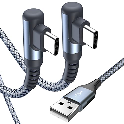 USB to USB C Cable Right Angle 3.1A Fast Charging Carplay 2-Pack 15ft Grey - color: grey, size: 15ft+15ft