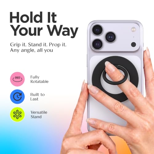 FELONY CASE - Matte Black Ring Grip and Stand - Version 2.0 - Improved Stronger Magnet, Magnetic Phone Ring Holder for iPhone 17,16, 15, 14, 13, 12, Pro, Pro Max, Air - Drop Protection - color: Matte Black