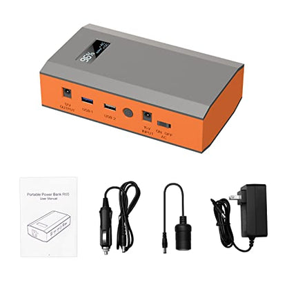 Portable Power Bank with AC Outlet, 65W 110V Portable Laptop Charger Backup - color: Orange Grey
