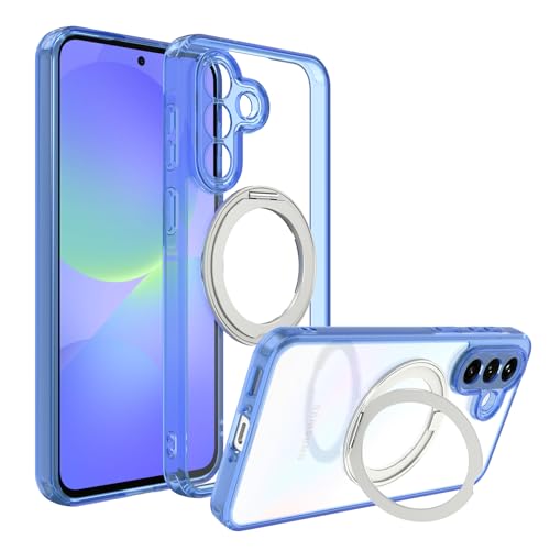 Case for Samsung Galaxy A37 5G Phone 2026 | Rotating Stand | Non-Yellowing Transparent Clear | Wireless Charging | Shockproof Protection (Blue) - color: Blue, size: A37