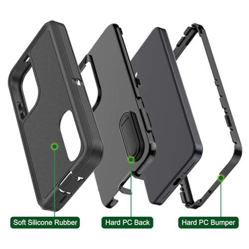 for Samsung Galaxy S26 Plus Case, Heavy Duty Shockproof Phone Case with Built-in Kickstand + Screen Protector [Black/Black] - size: for Galaxy S26 Plus