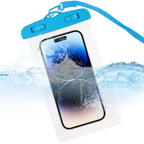 Cell Phone Waterproof Pouch Touchscreen Transparent Phone Bag | Water Play Cellphone Bag for Beach Cruise Vacation Running Camping Swimming Cycling Kayak Diving Travel - color: Blue
