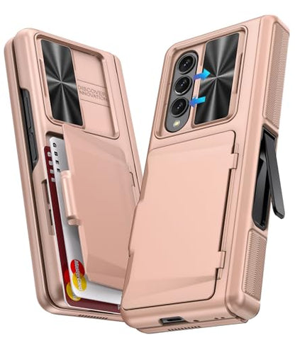 GBEE for Galaxy Z Fold 4 Case with Kickstand & Hinge Protection, Rose Gold - color: Gold