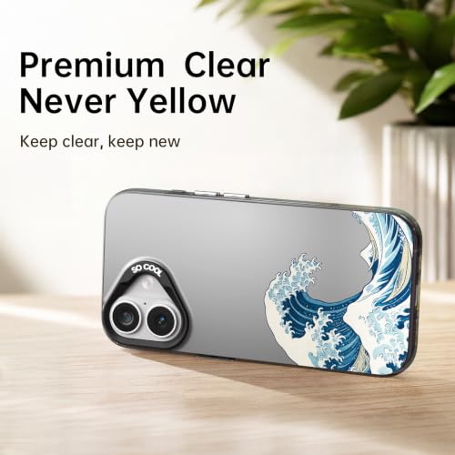 for iPhone 16 Case, TPU, Drop Protection, Waves | Matte Silver Back, Shockproof, Fade-resistant, Anti-yellow, Lens Protection, Precise Cutout, Slim grip, Waves - color: Waves, size: iPhone 16