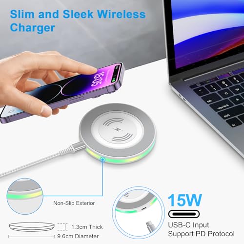 15W iPhone Wireless Charger Fast Charging Pad for iPhone 17 16 15 14 13 12 - color: White, style: 1-Pack