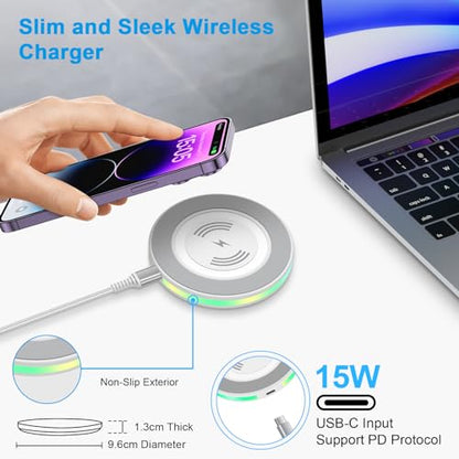 15W iPhone Wireless Charger Fast Charging Pad for iPhone 17 16 15 14 13 12 - color: White, style: 1-Pack