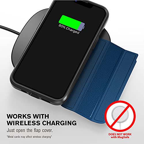 VENA Wallet Case Compatible with Apple iPhone 13 Pro Max (6.7"-inch), vCommute (Military Grade Drop Protection) Flip Leather Cover Card Slot Holder with Kickstand (Blue) - color: Blue, size: iPhone 13 Pro Max