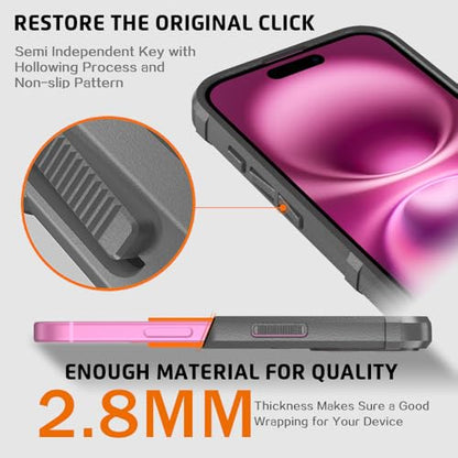 Rugged Shield 8ft Drop Proof TPU Thick Armor Tactical Protective Case Compatible with iPhone 16 (6.1 inches) - City Grey - color: City Grey, size: iPhone 16