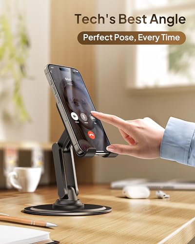 COOPER 360° Stand Rotating Cell Phone Stand for Desk, Desktop Phone Holder - color: 2 Pack - All Black