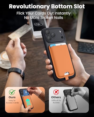 FlyReal for MagSafe Wallet, with Anti-Loss Lanyard, Orange - color: Orange