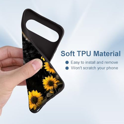 for Google Pixel 9 Pro XL Phone Case, TPU Shockproof Full Body Protection 6.8" Sunflower Wolf Cover for Pixel 9 Pro XL, Lightweight Compatible Wireless Charging, Screen Protector Film - color: Sunflower Wolf