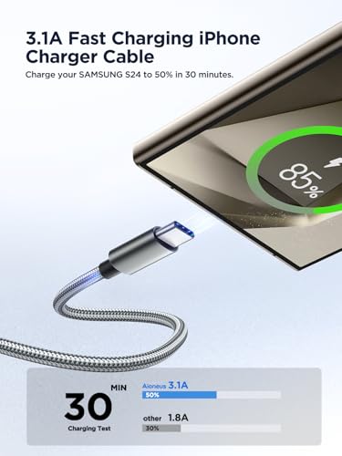 Aioneus USB C Cable 10 FT 2Pack, USB A to USB C Fast Charging Phone Charger - color: Gray