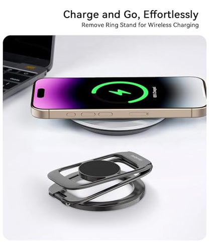 Doflyesky for MagSafe Magnetic Phone Grip Stand [Upgrade Dual-Hinge-Sided Magnets] Compatible with MagSafe Ring Gym Car Holder for iPhone 17/16/15/14/13/12 Pro Max Series Case All Phones (Black) - color: Black
