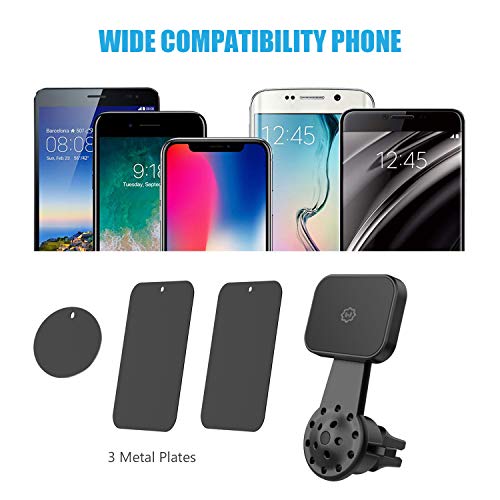 Magnetic Mount, Universal Air Vent Twist Hole Magnetic Phone Holder for Car, for All Cell Phones with Fast Swift-Snap Technology, Will Not Block Air Vent Flow - for Horizontal Vent