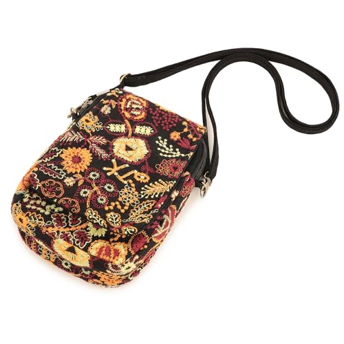 SILKAREA Embroidered Cute Mini Crossbody Bag for Women Small Handbags Wristlet Wallet Bag Cell-phone Pouch Coin Purse - color: Embroidered Yellow