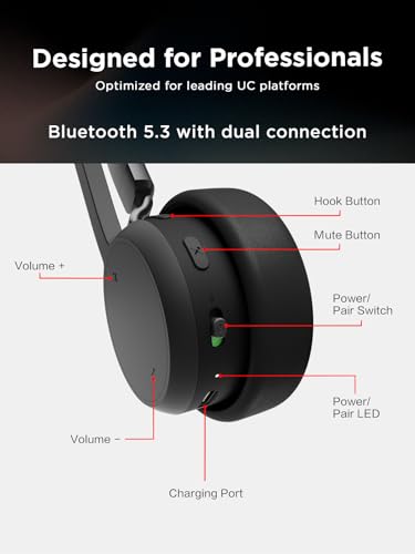 Lenovo Wireless Stereo Headset, Noise Cancelling Mic, Bluetooth 5.3 Multipoint, 31-Hour Talk & 60-Hour Playback, Lightweight 138g, Replaceable Earcups Over-Ear Comfort, Gaming, Office, & PC Use - style: Wireless - ENC