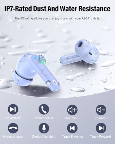 Wireless Earbuds, Bluetooth 5.4 Headphones Bass Stereo/Clear Call,Pale Blue - color: Pale Blue