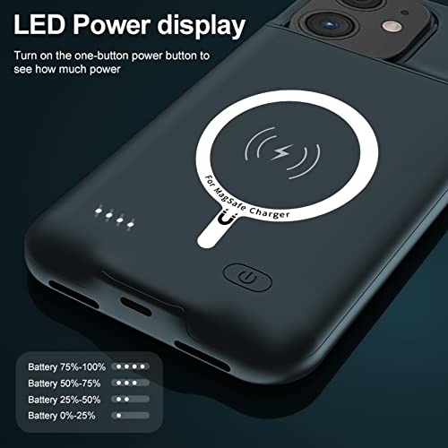 Battery Case for iPhone 11, Upgraded 10000mAh High-Capacity Protective Rechargeable Extended Battery Charger Cover Compatible with iPhone 11 (6.1 inch) Wireless Charging Case Support Carplay - Black - size: iPhone 11