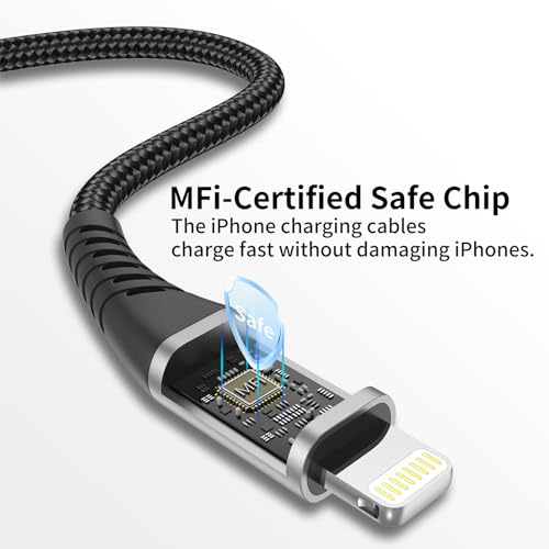 2ft USB C to Lightning Cable 3 Pack, Braided 2 foot USB C iPhone Charger Cord, MFi Certified 2 ft iPhone Lightning Cable PD Fast Charging for iPhone 14 13 12 11 Pro Max Xs Plus iPad Air Mini, Black - size: 2 Foot
