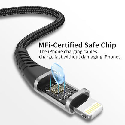 1ft USB C to Lightning Cable 3 Pack, MFi Certified USBC Lightning Cable PD Fast Charging, Nylon Braided 12 inch USB C iPhone Charger Cord for iPhone 14 13 12 11 Pro Max Plus iPad, Black - size: 1 Foot