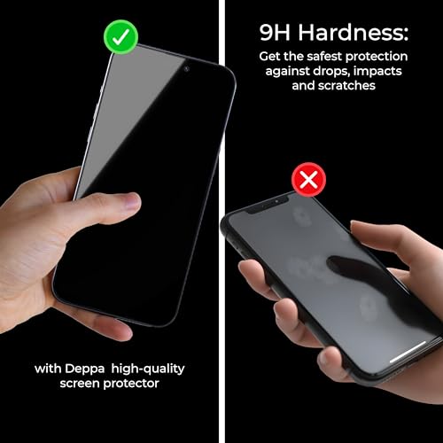 Deppa | 2-Pack | Privacy Screen Protector for iPhone 15, iPhone 16 (6.1") Bubble-Free | 9H Tempered Glass | Full Coverage | Easy Install - size: iPhone 15/iPhone 16 (6.1")