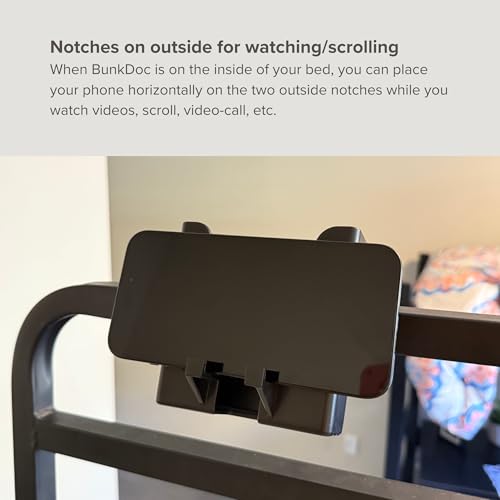 BunkDoc Bedside Phone Holder for Bunk Beds, Lofted Beds, Cribs, Bed Frames, Dorm Room Accessories, Bunk Bed Accessories