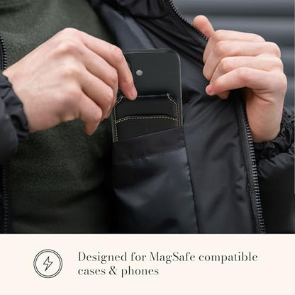 Christian Art Gifts Magsafe Compatible Magnetic Faux Leather Phone Wallet Stand for Men/Women: Multiple Non-Slip Card Slots, Secure Button Closure, ID Window, Debossed Cross Design, Black, 3.9" x 2.5" - color: Black Snap Closure/Cross