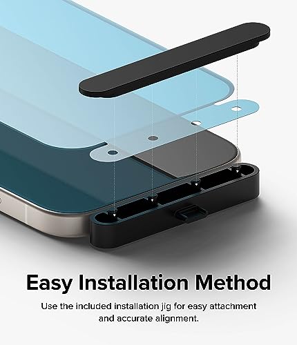 Ringke for iPhone 15 Screen Protector [Full Cover Glass] | Custom-Fit Installation Tool, Case Friendly Shatterproof Premium 9H Hardness Tempered Glass - size: iPhone 15