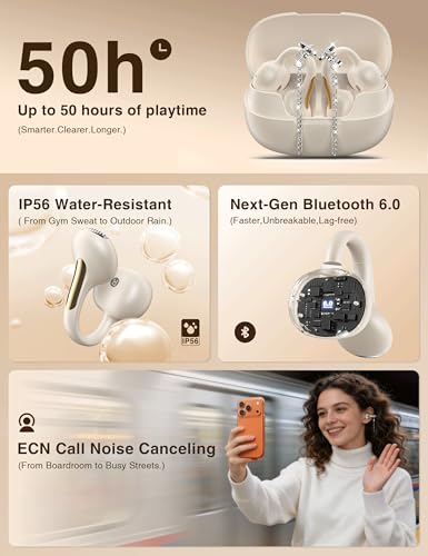 Open Ear Headphones with Dangling Star Jewelry Earrings