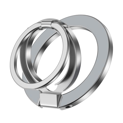 Magnetic Phone Grip Stand for iPhone 17 16 Pro Max/Air MagSafe Ring Holder - color: silver