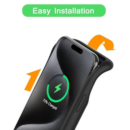 Battery Case for iPhone 15 Pro Max, 12000mAh Slim Portable Rechargeable Protective Battery Pack Cover Wireless Charging Case Compatible with iPhone 15 Pro Max (6.7 inch) Extended Charger Cover(Black) - size: iPhone 15 Pro Max