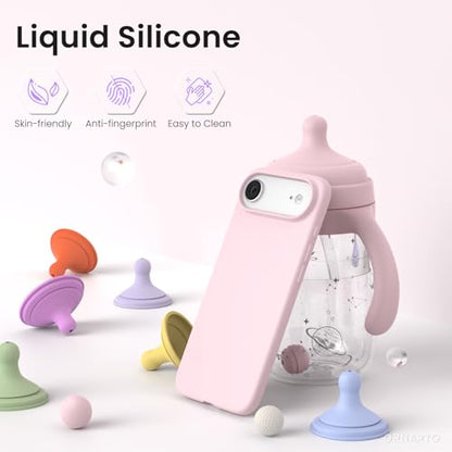 ORNARTO for iPhone Air Case 6.5", Slim Liquid Silicone 3 Layers Soft Gel Rubber Shockproof Protective Cover with Anti-Scratch Microfiber Lining-Chalk Pink - color: Chalk Pink