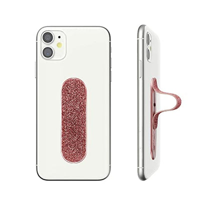 Momostick Flatstick, Cell Phone Finger Grip Strap Holder for Hand, Cell Phone Stand, New Slim Finger Loop Selfie Grip Compatible with Most Smartphones - Glitter Pink - color: Glitter Pink
