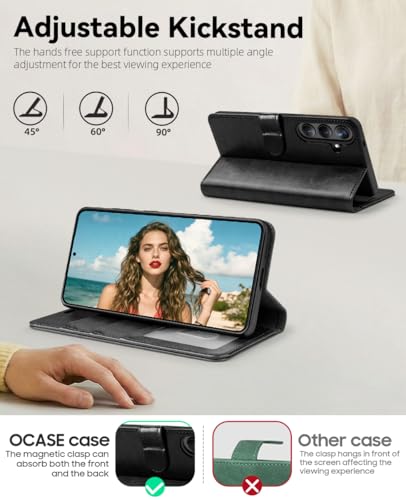 OCASE for Samsung Galaxy S26 Wallet Case, Card Holder, Black | RFID Blocking, Kickstand, Magnetic Closure, PU Leather Flip Folio, Shockproof TPU Shell, Protective Phone Cover (6.3") 2026 - color: Black, size: Samsung Galaxy S26