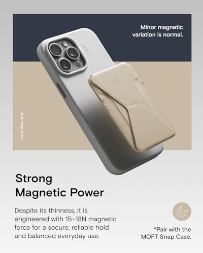 MOFT Magnetic Wallet Stand Compatible with iPhone 16/15/14/13/12 Series, Angle Adjustment & Magsafe Compatible MOVAS Phone Stand,Earthen Beige - color: Beige, size: Standard