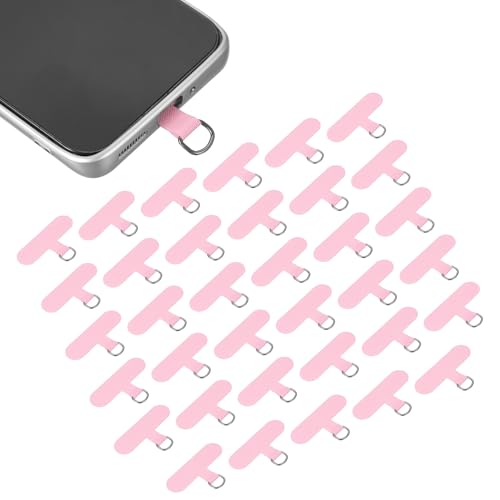 uxcell 36pcs Phone Tether Tab, Universal Phone Lanyard Patch T Shape Cell Phones Strap Replacement Part for Most Smartphone Cases, Light Pink - color: Light Pink