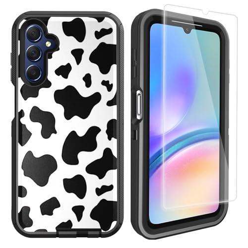 Samsung Galaxy A15 Case - Cute Luxury Cow Print with Screen Protector [Military Grade Protection] Heavy Duty Shockproof 6.5 inch - color: Cow Printed