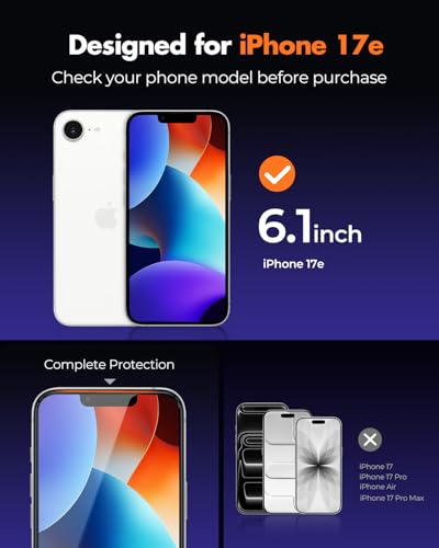 UNBREAKcable 2-Pack Screen Protector for iPhone 17e Tempered Glass - size: iPhone 17e