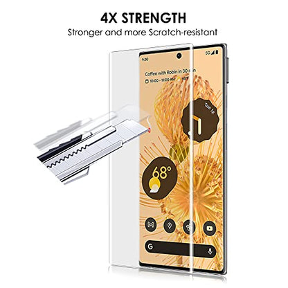 [3 Pack Pixel 6 Pro Screen Protector, Tempered Glass [UV Set], Edge to Edge Full Screen Adhesive, Fingerprint-ID Compatible, Sensitive Touch, Scratch Repair - color: Pixel 6 Pro (HD Glass)
