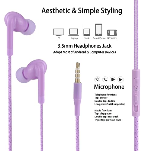 2-Pack Teens Wired Earbuds with Cases, 3.5mm School Headphones, Fairy tale - color: Fairy tale