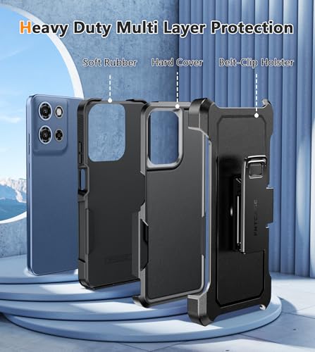 FNTCASE for Moto G 2026/2025 Case, Moto G Play 2026 Case with Belt-Clip | Heavy Duty Drop Protection, Rugged Holster, Military Grade Shockproof Protective Cell Phone Cover - color: Black