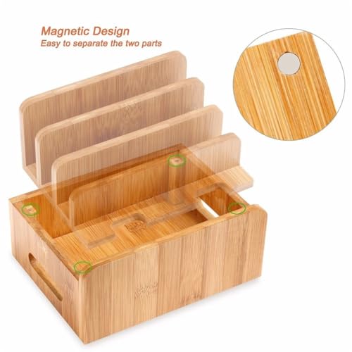 NOLITOY Wooden Charging Station Organizer for Tablet and Earphones