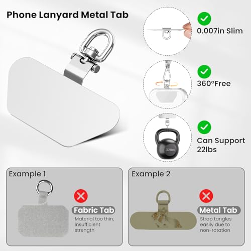 COCASES Phone Tether Tab, 360° Rotating Phone Lanyard Tab, 3 Pack, Sliver - color: Sliver*3
