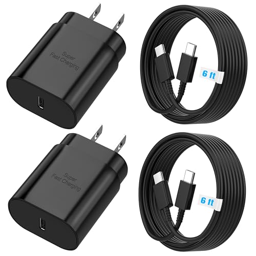 TT&C 2-Pack 25W USB C Fast Charger with 6FT Long Cable (Black) - color: Black, size: 6ft