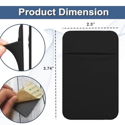Key Holder Wallet, 2PCS Key Sleeve, Stretchy Keys Organizer Slim Card Holder Back of Phone (Black)