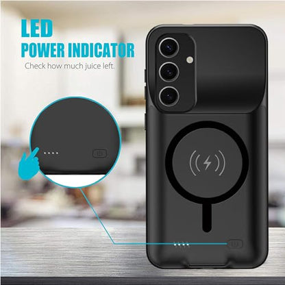 Battery Case for Galaxy A54, 12000mAh High Capacity Smart Portable Charger Case with Wireless Charging, Compatible with Galaxy A54 (6.4inch) - Black - size: Galaxy A54